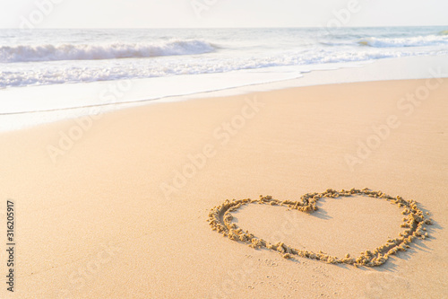 Heart shape on a beach.Valentine s Day.