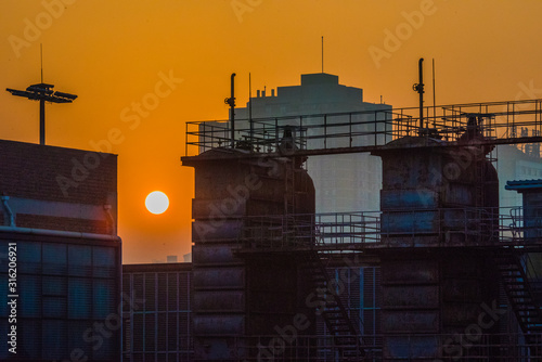 Sunset over a Factory in China