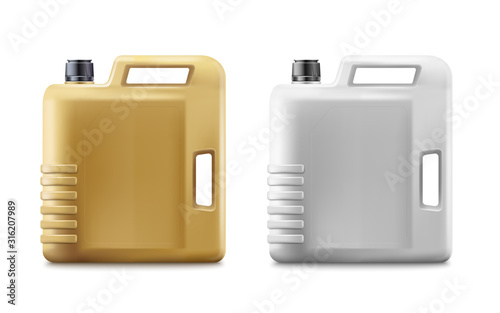 Canisters for food and chemical products set of vector illustrations isolated.