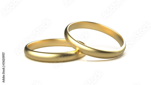 3d rendering of gold ring with white background