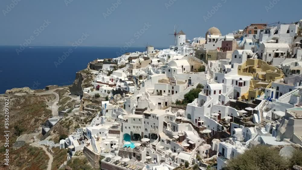 Classic view on the buildings and decoration at the FIra - capital of Santorini, Greece Classic view on the buildings and decoration at the FIra - capital of Santorini, Greece