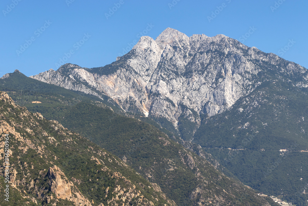 Landscape of Mount Athos, Chalkidiki, Greece