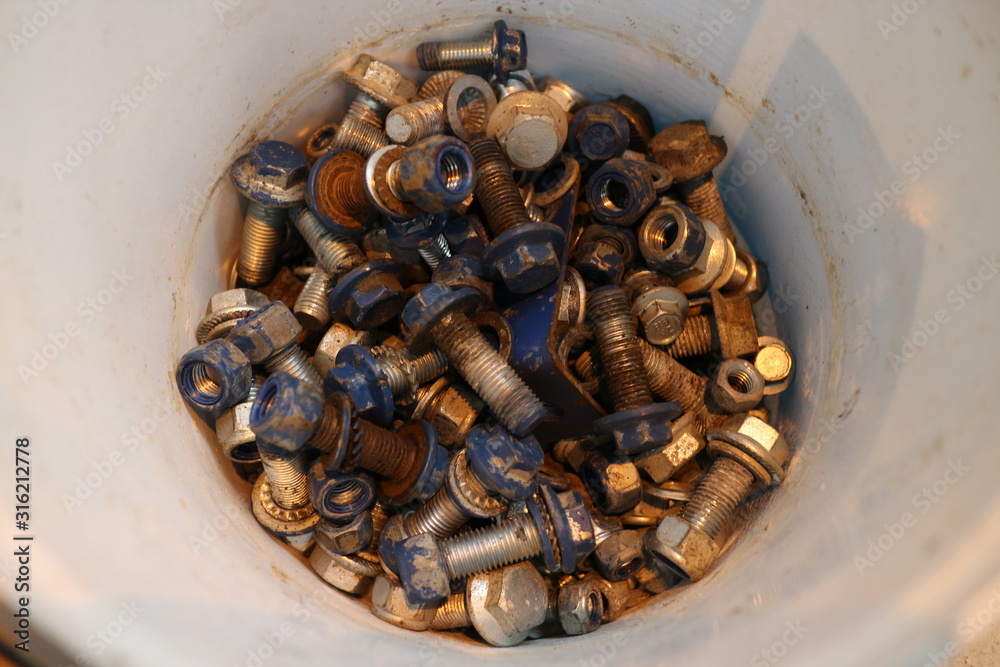 Fototapeta premium bolts, nuts and washers close-up