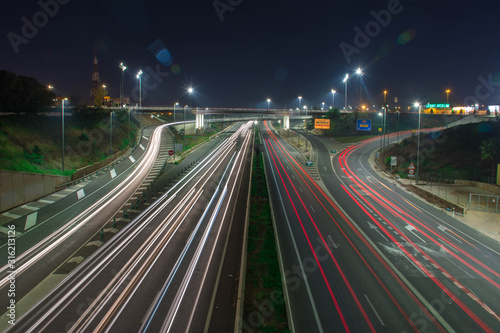 traffic in the city at night