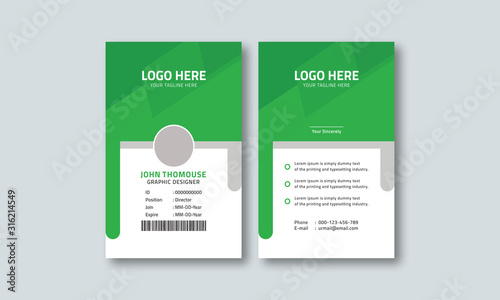 Corporate green id card template layout