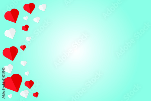 Valentine's day abstract background with cut paper hearts. Vector illustration