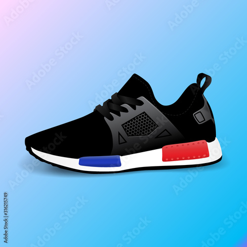 Realistic sport running shoe for training and fitness