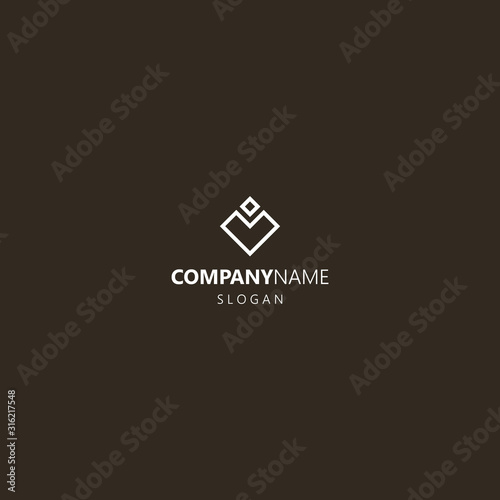white logo on a black background. simple line art minimalistic vector geometric iconic logo of diamond heart 