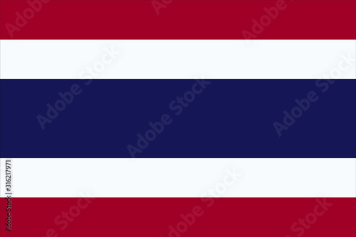 Flag of Thailand set color code by Department of Science of Thailand for official colors and proportion correctly. National Thailand flag, vector illustration. EPS10.