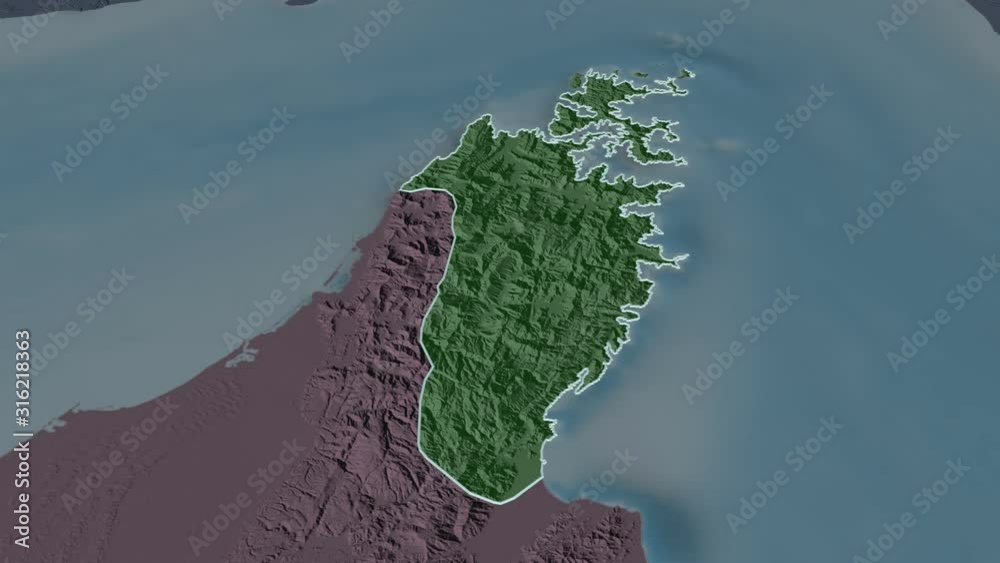 Musanda Map Vídeo do Stock: Musandam, province with its capital, zoomed and ...