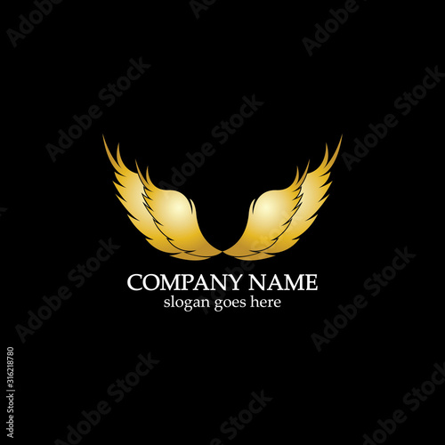 wings gold logo vector illustration template-vector