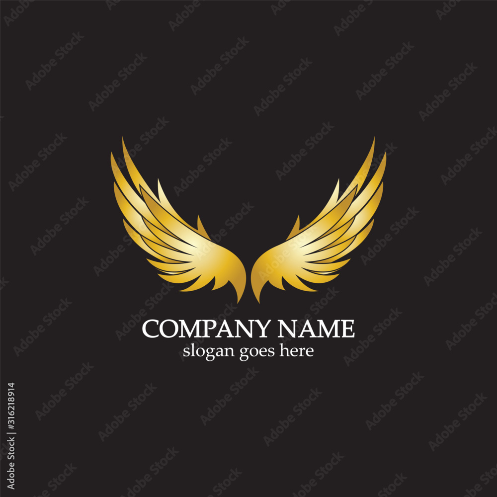 wings gold logo vector illustration template-vector Stock Vector ...