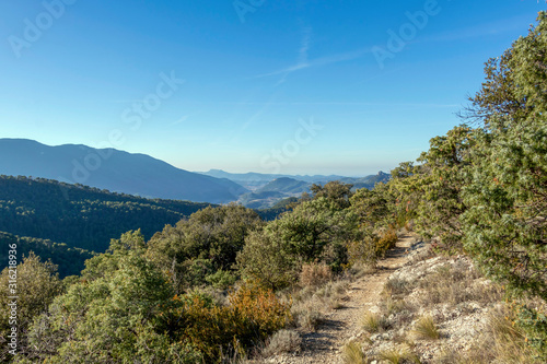 Empty footpath in mountains of Provence, France