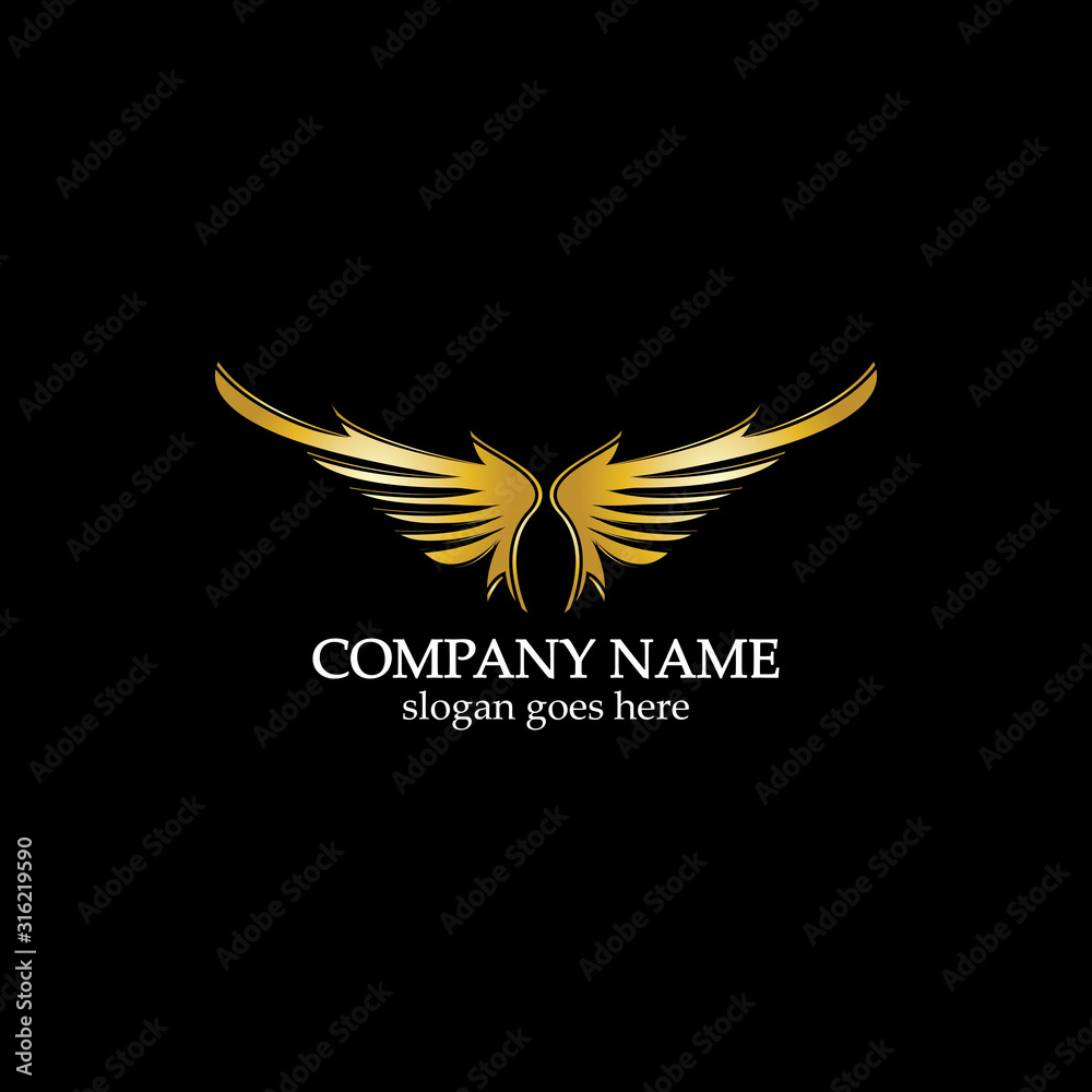 wings gold logo vector illustration template-vector wings gold logo vector illustration template-vector