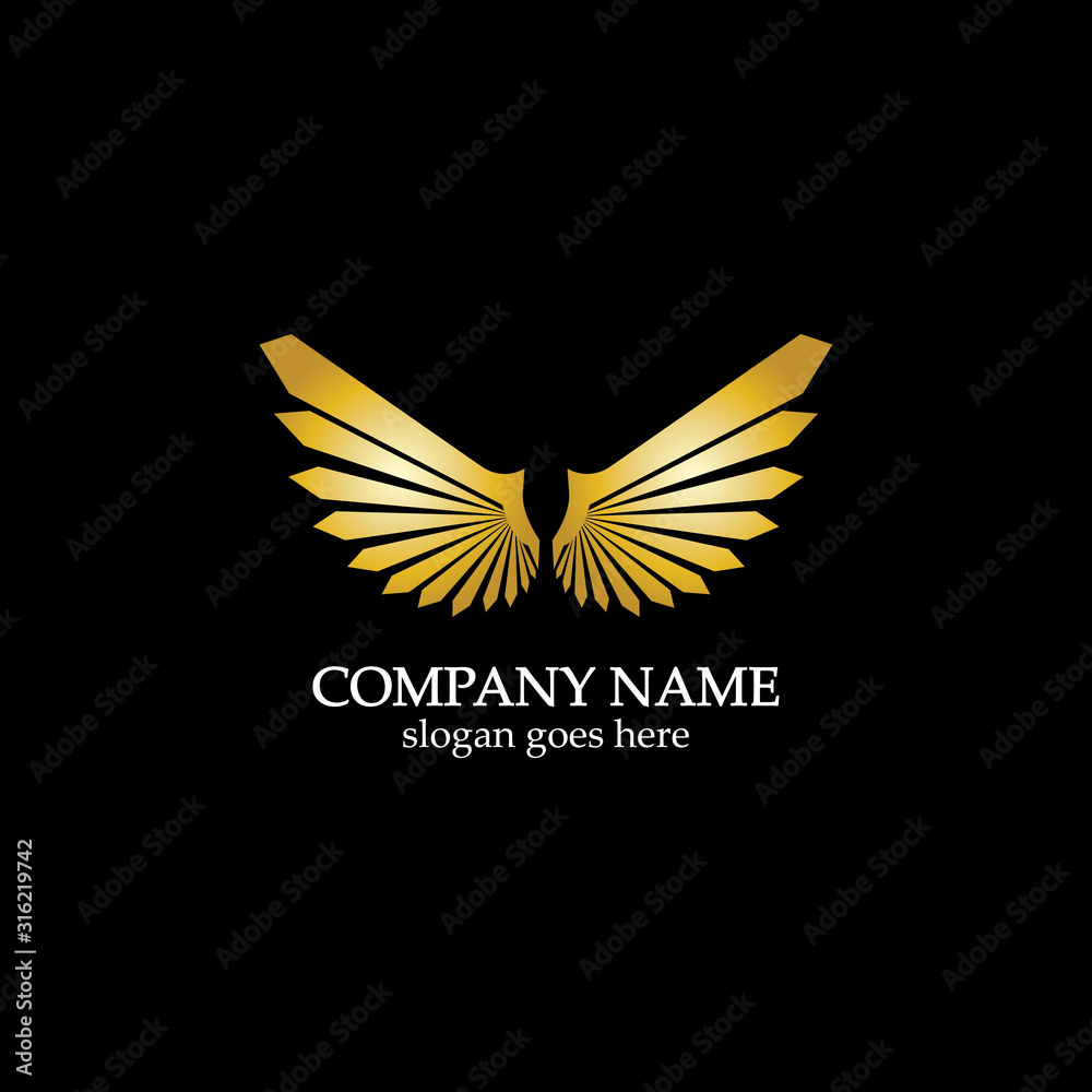 Obraz premium wings gold logo vector illustration template-vector