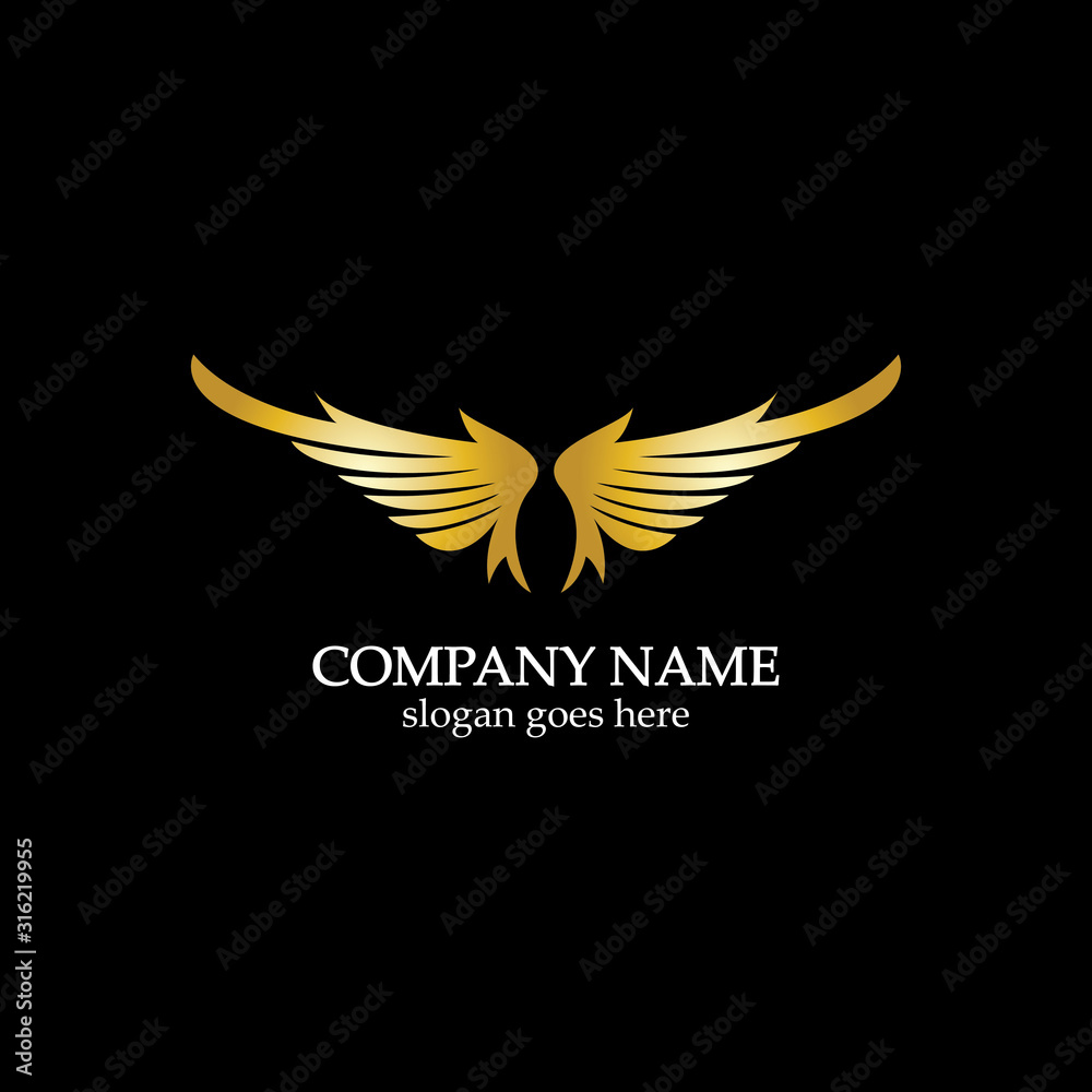 Obraz premium wings gold logo vector illustration template-vector