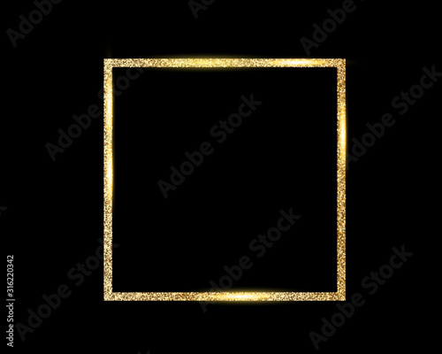 Golden gradient frames with light. Vector illustration of a gold rim. Luxurious realistic borders.