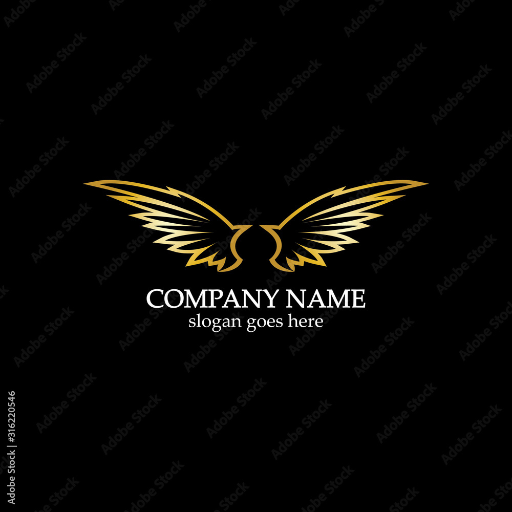 Obraz premium wings gold logo vector illustration template-vector
