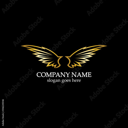 wings gold logo vector illustration template-vector