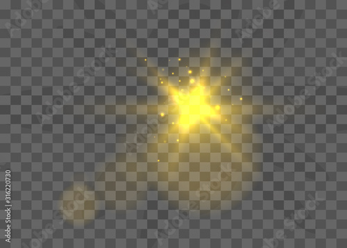 Glow isolated white transparent light effect, stars.