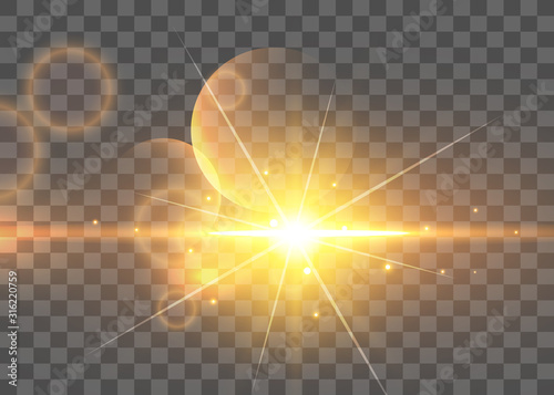 Glow isolated white transparent light effect, stars.