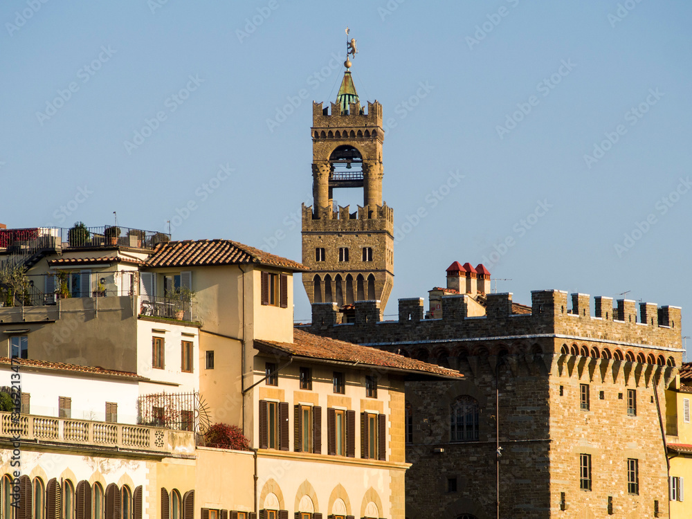 Italia, Toscana, Firenze, la città e la torre di Arnolfo di Cambio,sede del municipio.