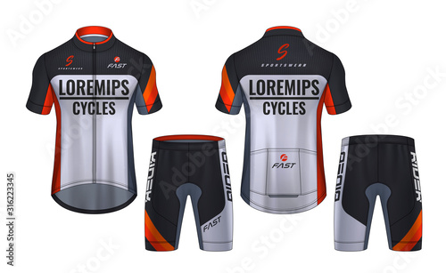 Cycling Jerseys mockup,t-shirt sport design template,uniform for bicycle apparel.