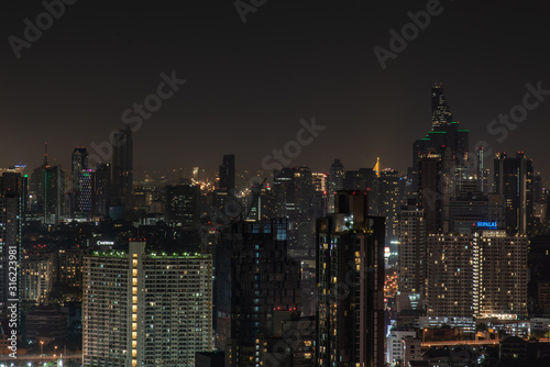 Bangkok cityscape. Bangkok downtown at night view in the business district, Beautiful twilight give the city a modern style.