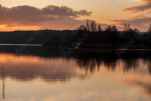 Minutes before the sunrise by the lake