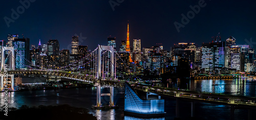 Fototapeta Naklejka Na Ścianę i Meble -  東京 お台場 レインボーブリッジ 夜景 ~Tokyo Odaiba Night View~