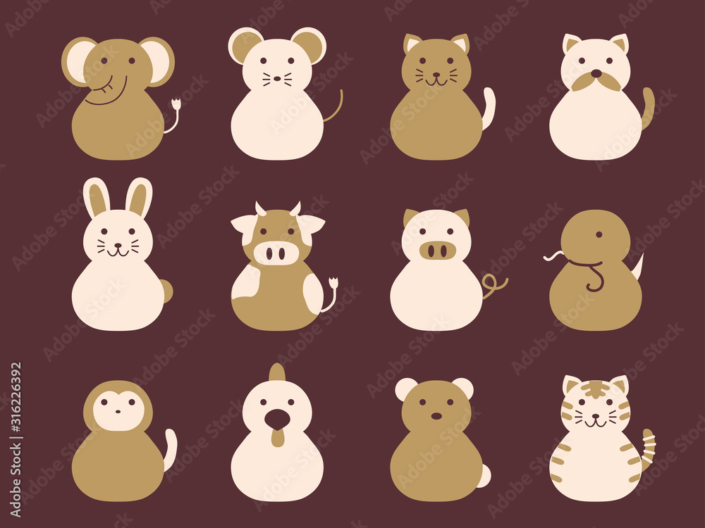 Obraz premium 動物イラストセット4