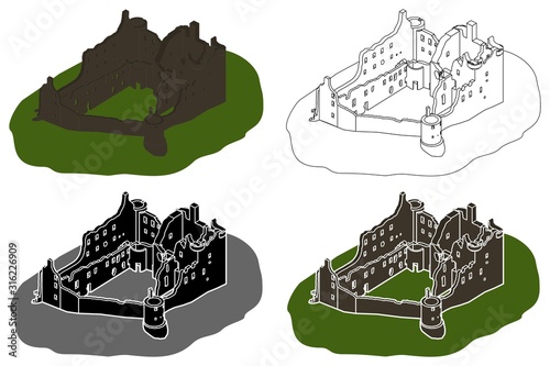 Kilchurn Castle in perspective view