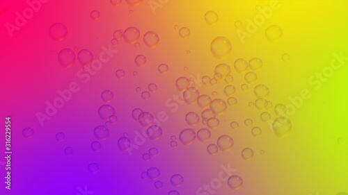 Modern neon abstract rainbow background with bubbles. Bright color gradient. Abstract blurred wallpaper. © Martina