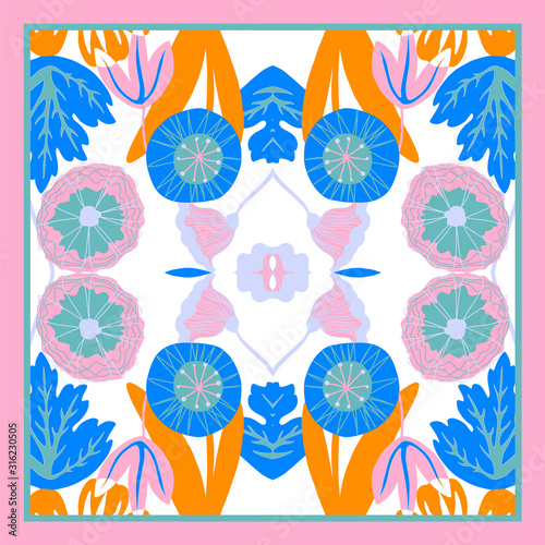 Card, bandana print, kerchief design, napkin. Ready for print.