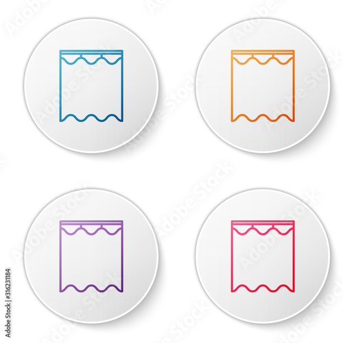 Color line Curtains icon isolated on white background. Set icons in circle buttons. Vector Illustration