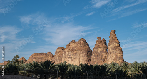 Views of Outcrops at Jabal Ikmah Lihyan library in Al Ula, Saudi Arabia 
