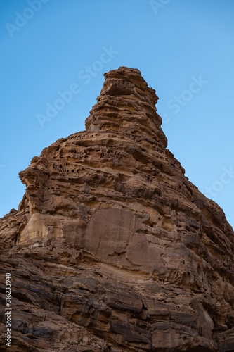 Views of Outcrops at Jabal Ikmah Lihyan library in Al Ula, Saudi Arabia 