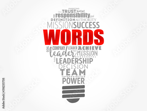WORDS light bulb word cloud collage, business concept background
