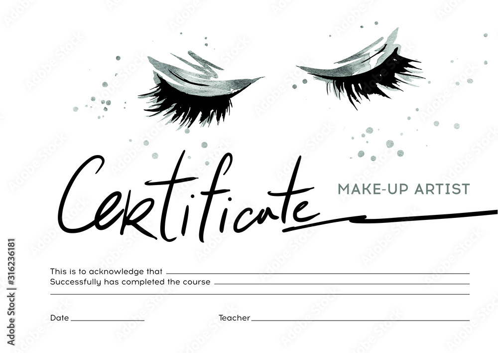 Certificate For Makeup Artist Stock