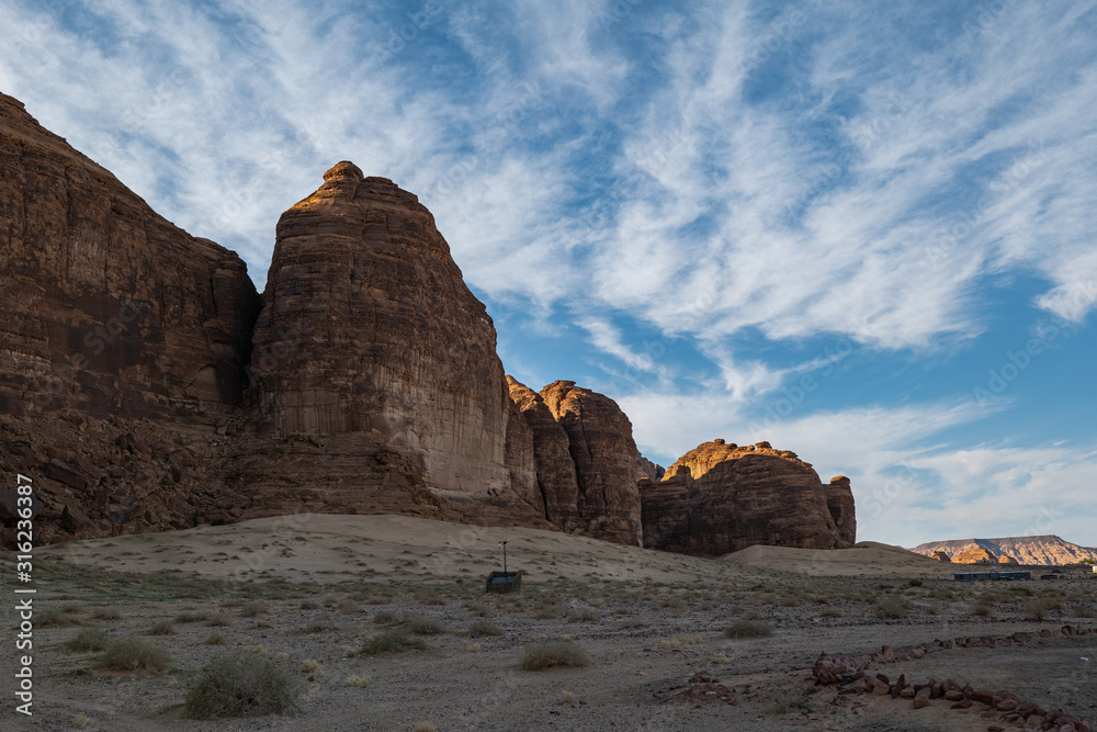 Views of Outcrops at Jabal Ikmah Lihyan library in Al Ula, Saudi Arabia  