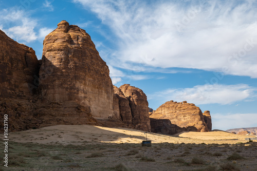 Views of Outcrops at Jabal Ikmah Lihyan library in Al Ula, Saudi Arabia 