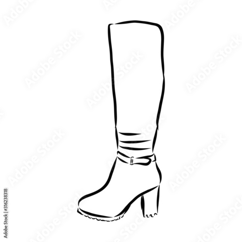 hand drawn illustration of female winter boot 