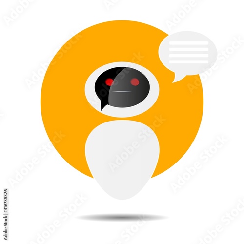 Chat bot icon in speech bubble shape background. Virtual assistant for website.