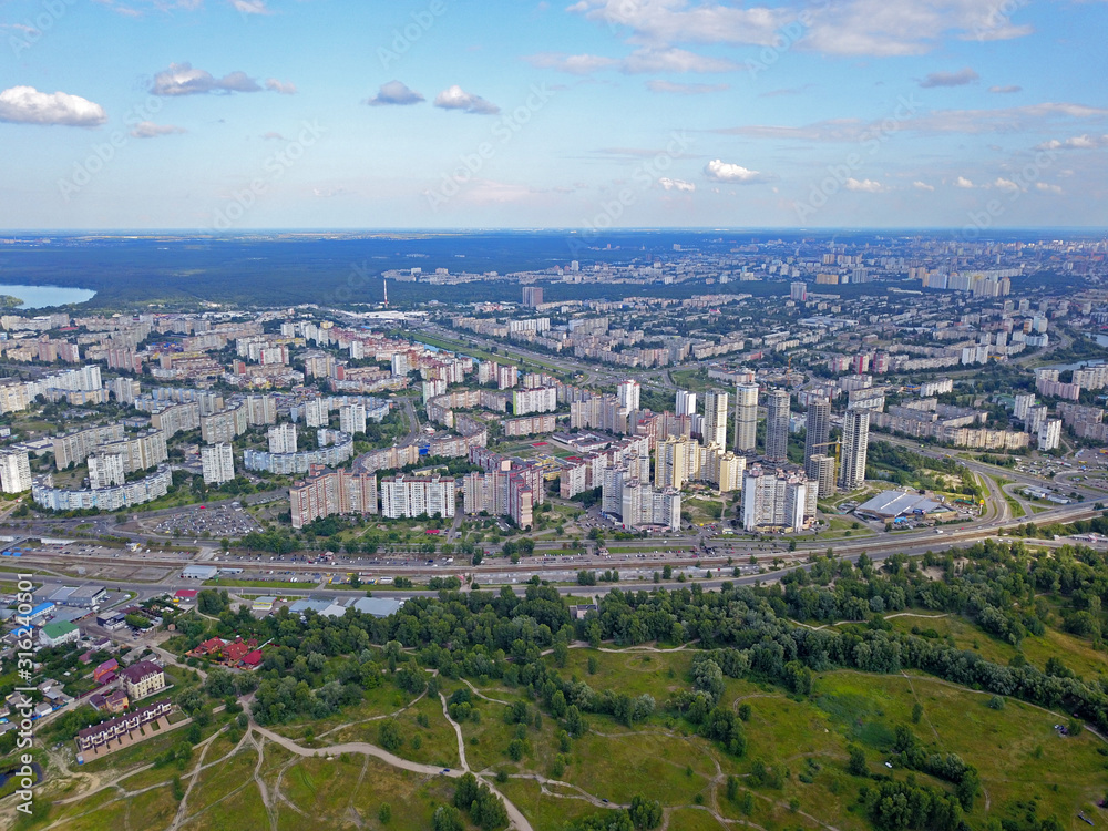 Aeiral drone view. Kiev city.