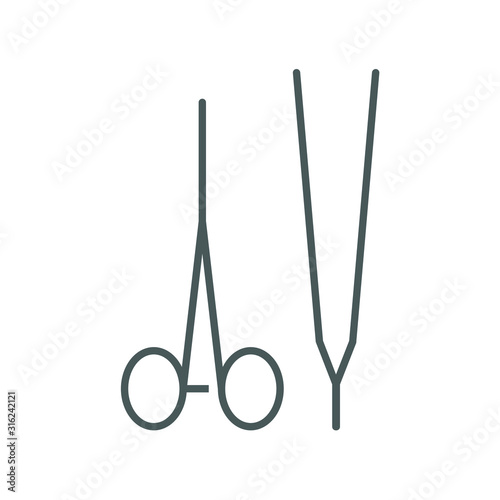 Scissor and clamp icon vector , eps 10