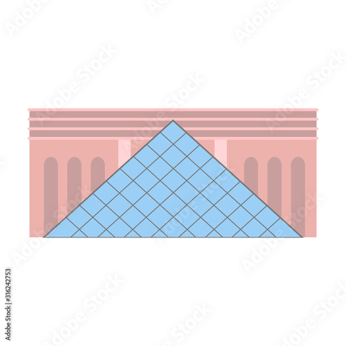 Isolated louvre museum building