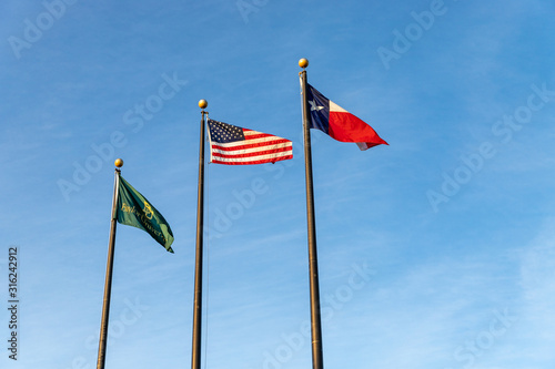 Baylor University Flags with American Flag and the Texas State Flag photo