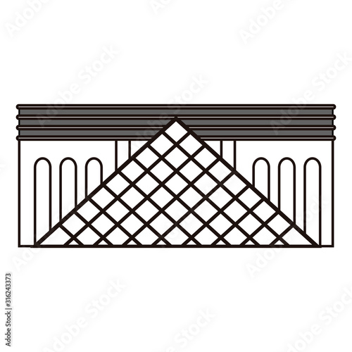 Isolated louvre museum outline