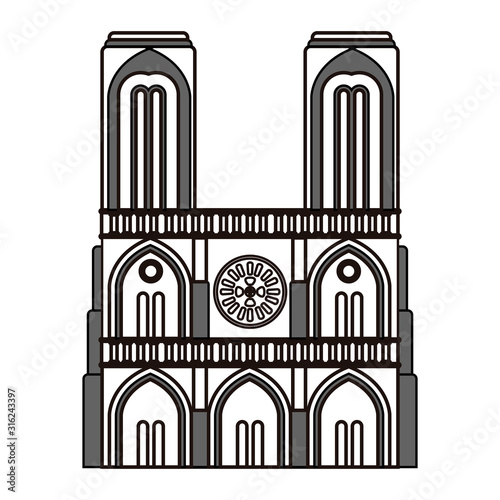 Isolated Notre Dame Cathedral outline