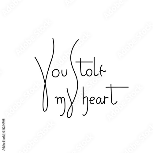 Valentine's Day template design with big red watercolor heart illustration and hand drawn lettering - you stole my heart